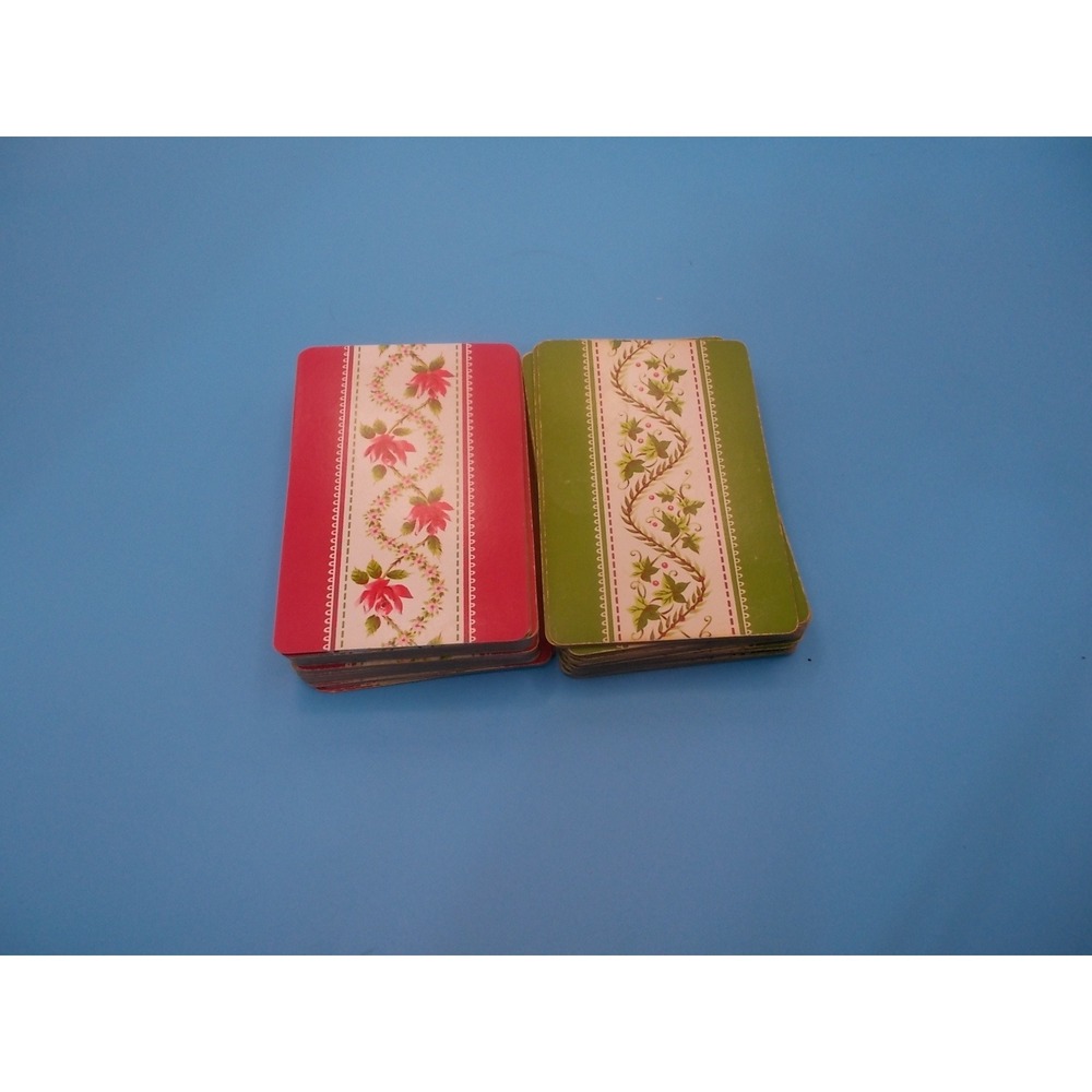 Vintage Western Playing Card Co Trailing Vines Double Deck Red Green 9110-3